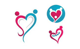 Human care adoption group network and social logo design vv.50