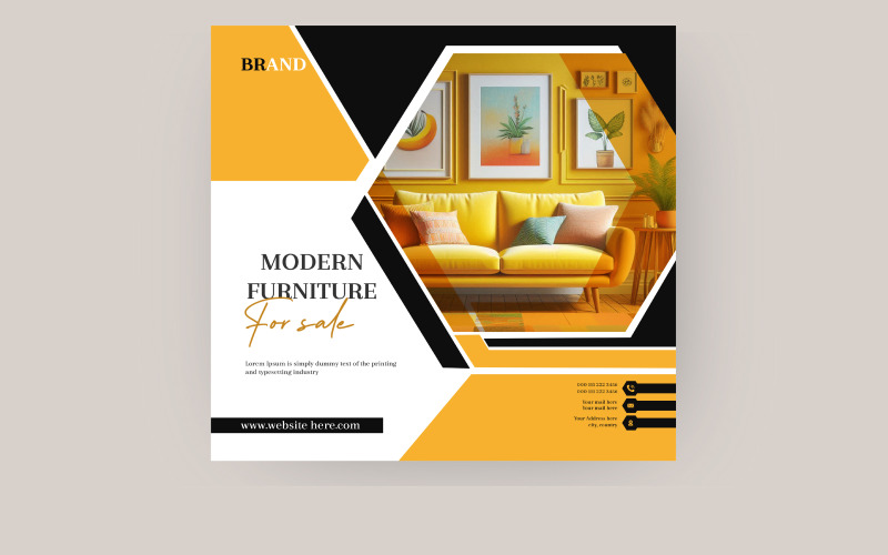 Modern Furniture Sofa sale Instagram Post design Template Social Media