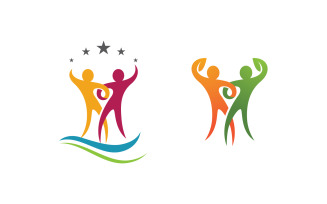 Human care adoption group network and social logo design vv.55