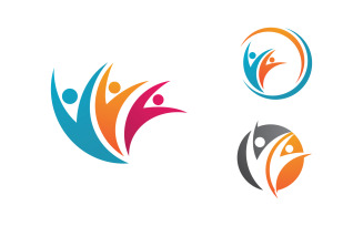 Human care adoption group network and social logo design vv.56