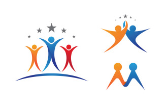 Human care adoption group network and social logo design vv.57