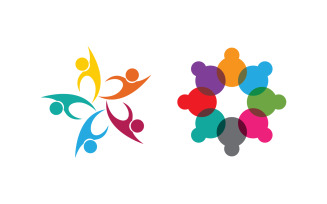 Human care adoption group network and social logo design vv.59