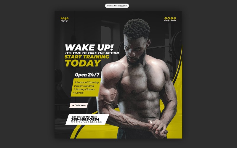 Gym And Fitness Social Media Poster Template