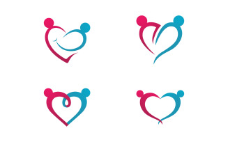 Human care adoption group network and social logo design vv.52