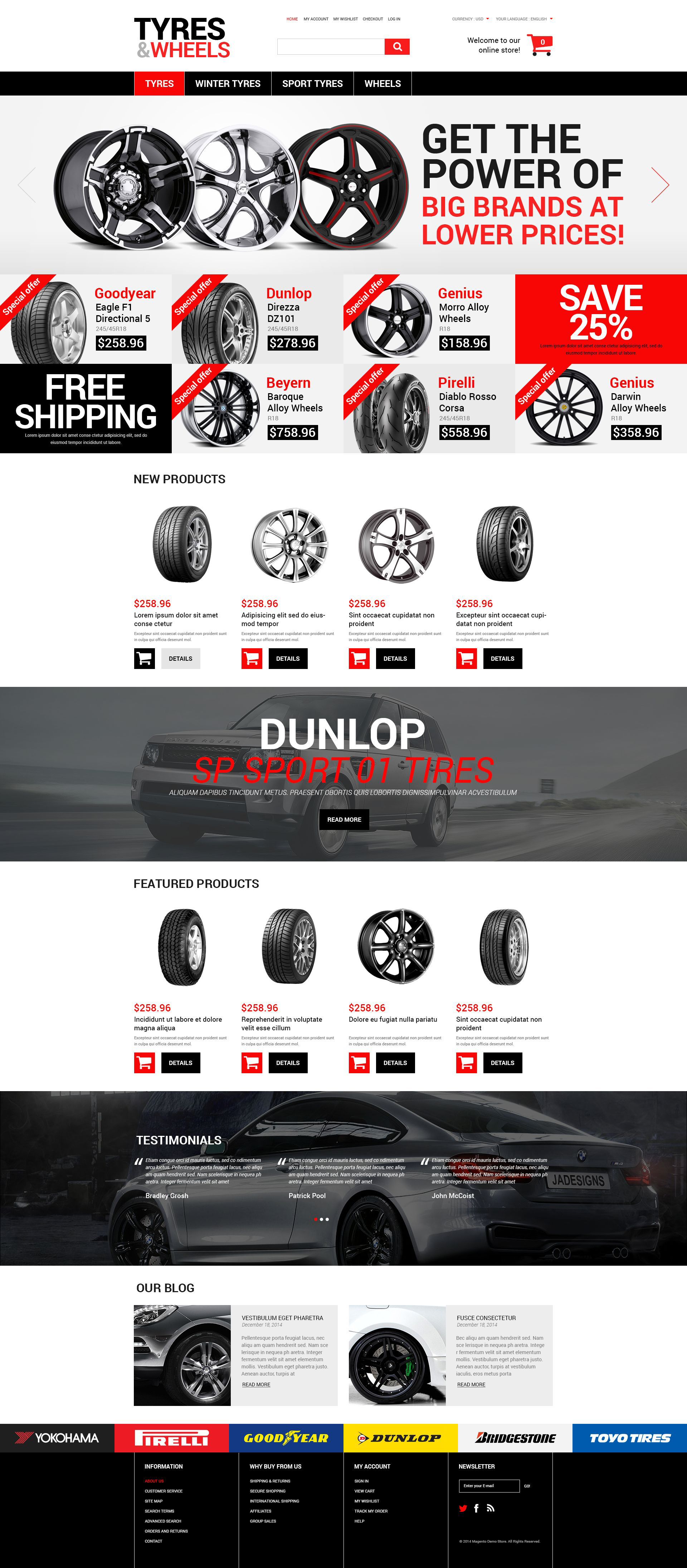 Tema Magento "Ruedas y Neumáticos" #52241 - captura de pantalla