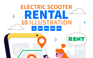10 Electric Scooter Rental Service Illustration