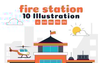 10 Fire Station Building Illustration