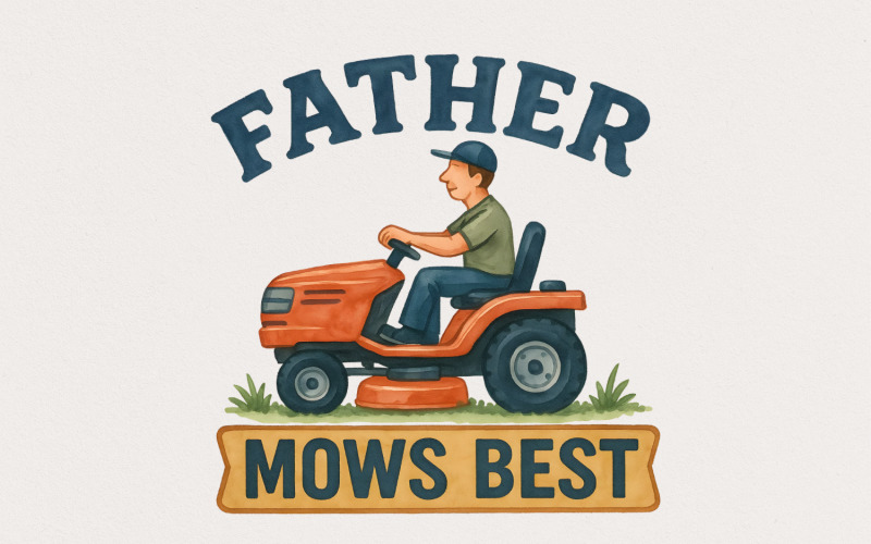 Father Mows Best, Funny Father's Day PNG, Digital Download, Lawn Mower Dad Graphic, Gen X Humor, Illustration