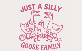 Just A Silly Goose Family PNG, Funny Goose Family Shirt, Cute Animal Beach Vibes, Whimsical Summer