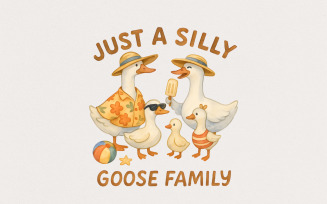 Just A Silly Goose Summer PNG, Trending Goose, Funny Goose, Groovy Retro Goose, Cute PNG, Goose