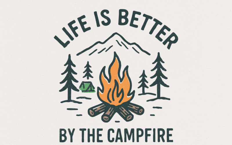 Life Is Better By The Campfire PNG, Camping Shirt, Nature Adventure, Campfire T-Shirt, Outdoor Illustration