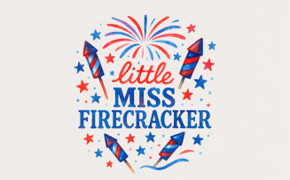 Little Miss Firecracker PNG, 4th July Girl PNG, Independence Day Toddler Shirt, Kids America Shirt,