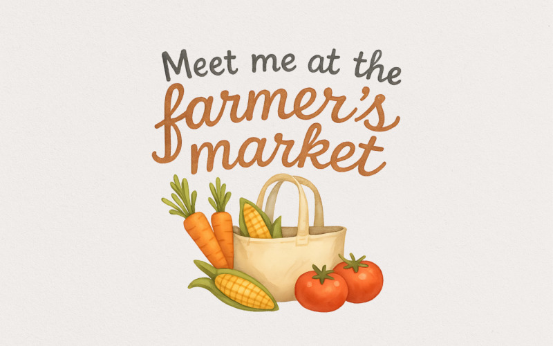 Meet Me At The Farmers Market PNG, Farmers Market Sublimation Design, Gardening Vegetables PNG, Illustration