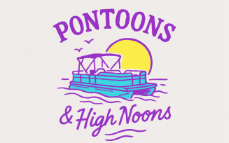 Pontoons & High Noons Retro Vintage Neon Summer Boat Beer Seltzer PNG, Funny Meme Gift, Happy