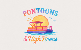Pontoons and High Noons PNG, Pontoon PNG, River Rat PNG, Lake PNG, Lake Shirt PNG, Floatin PNG,