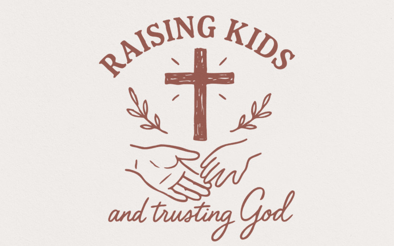 Raising Kids Trusting God Png, Christian Mama Png, Boho Floral Mama, Retro Wildflower Mama Png, Illustration