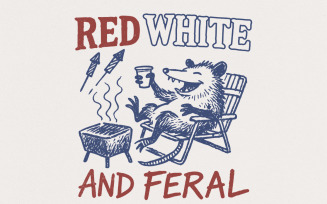 Red White and Feral PNG, Feral Raccoon Png, Funny Raccoon Png, American Flag Png, 4th of July Png,