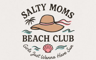 Salty Moms Beach Club PNG Digital Download, Retro Beach Girl, Summer Vibes, Mama Gift, Trendy Mom