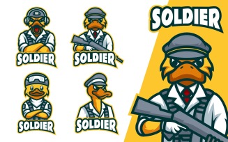 Soldier Duck Bundle Mascot Logo Design