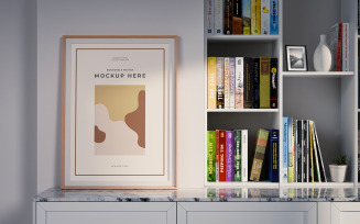 Bookshelf Poster Frame Mockup