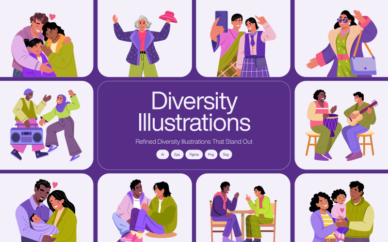 Diversity Illustrations Art Set