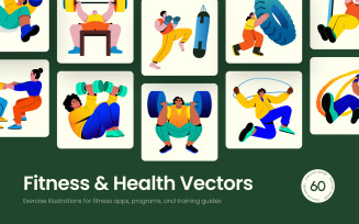 Fitness and Health Illustration Art Set