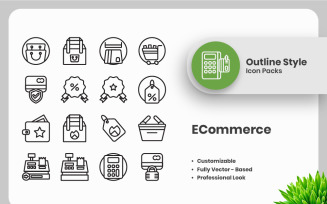20 Set of ECommerce Outline Icon Collection
