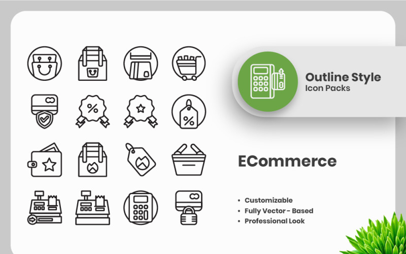 20 Set of ECommerce Outline Icon Collection Icon Set