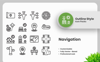 20 Set of Navigation Vol 2 Outline Icon Collection