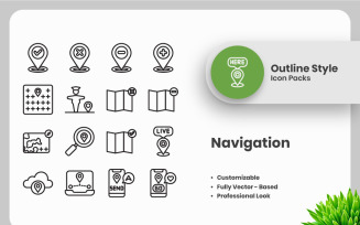 20 Set of Navigation Vol 3 Outline Icon Collection
