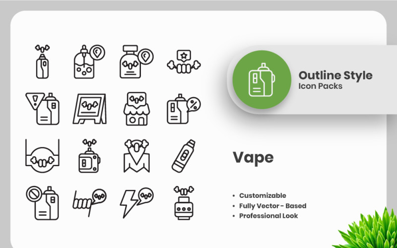 25 Set of Vape Outline Icon Collection Icon Set
