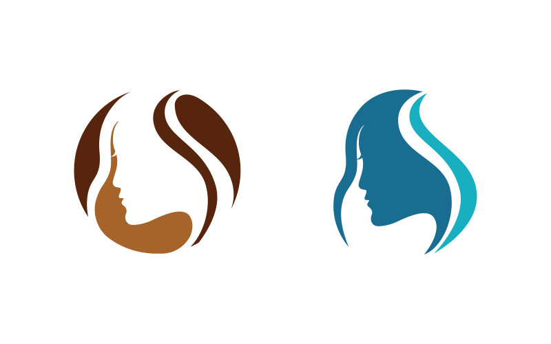 Beauty Hair Woman face character logo illustration v.11 Logo Template