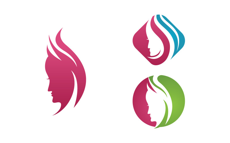 Beauty Hair Woman face character logo illustration v.12 Logo Template