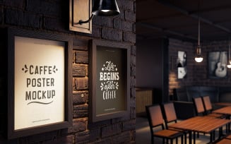 Double Cafe Poster Frame Mockup
