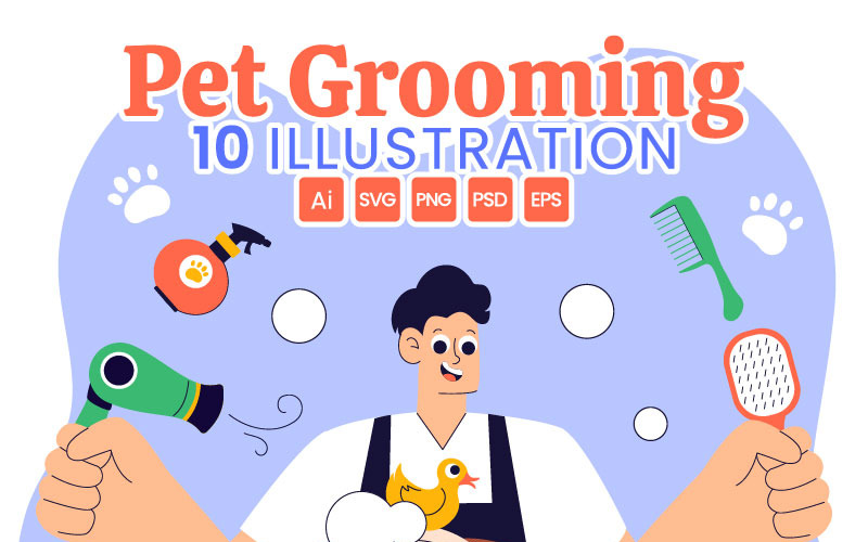 10 Pet Care and Grooming Illustration