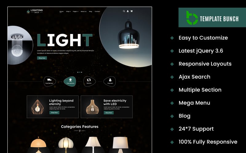 Lighting Deck - Responsive Prestashop Theme for eCommerce Website Template PrestaShop Theme