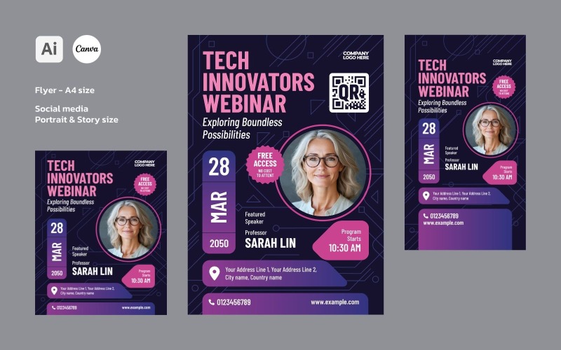 Online Webinar or Workshop Flyer and Social Media Template Designs Corporate Identity