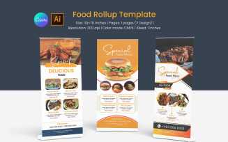 Restaurant Roll-Up Banner Template – Eye-Catching Designs for Food Promotions