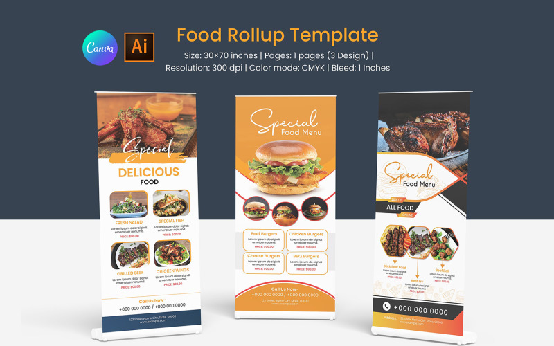 Restaurant Roll-Up Banner Template – Eye-Catching Designs for Food Promotions Corporate Identity
