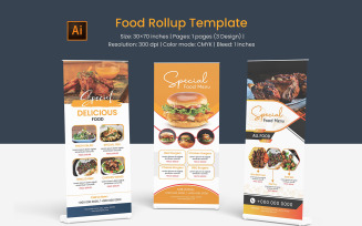 Restaurant Roll-Up Banner Template – Eye-Catching Designs for Food Promotions