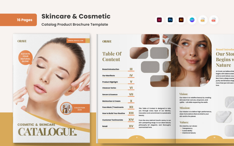 Skincare Brand Catalog Brochure Design Magazine Template