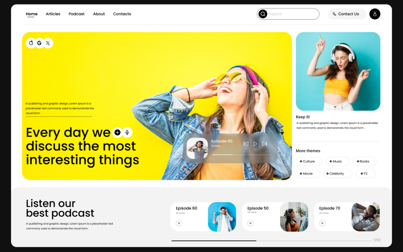 Audu - Music Website Hero UI Element