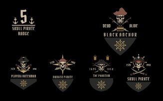 Skull Pirate Badge Logo Set