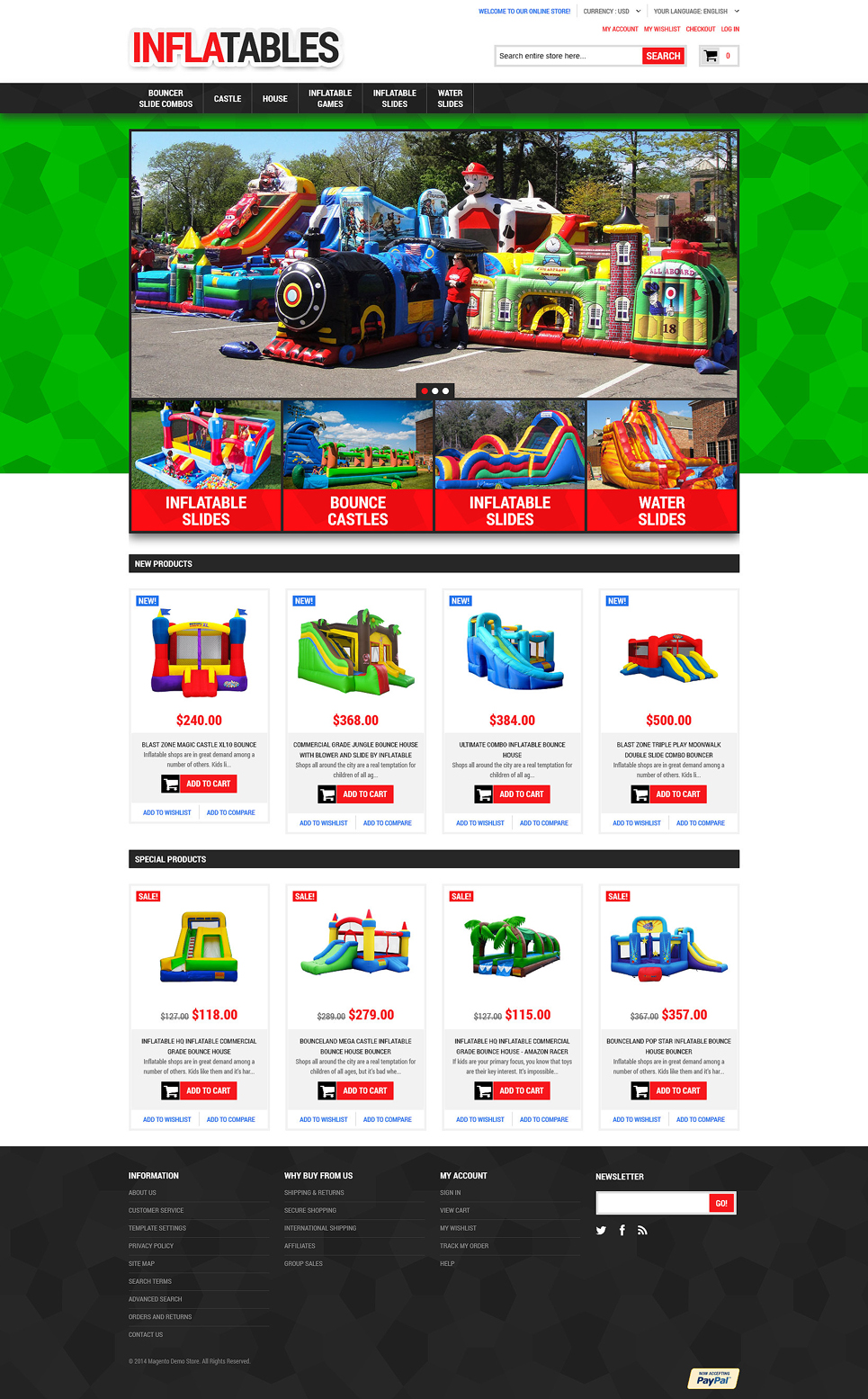 Inflatables Magento Theme New Screenshots BIG