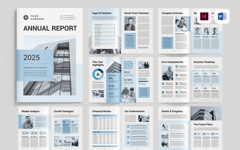 Annual Report | Microsoft Word & Adobe Indesign Magazine Template
