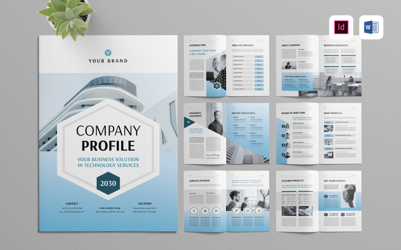 Company Profile Template | Microsoft Word & Indesign Magazine Template