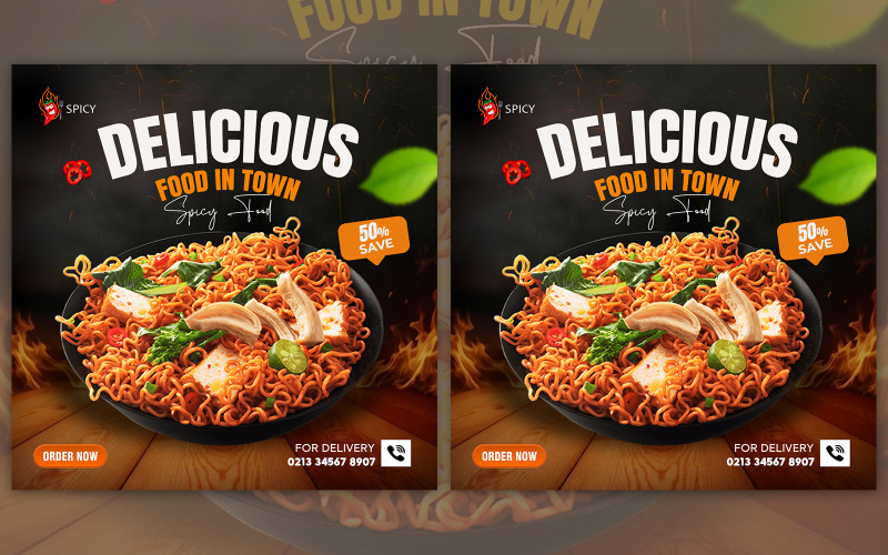 Delicious Maggi Food Post Template Social Media