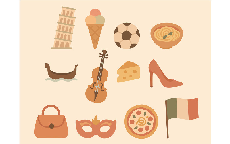 Eclectic Food and Entertainment Icons Illustration