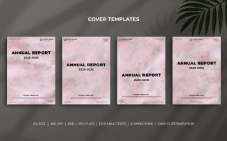 Editable Annual Report Cover Template – Minimal Pink Grey Watercolor Design for Business Use