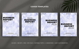 Editable Business Report Cover Templates – Minimal Watercolor Design for Brochure & Profile Use